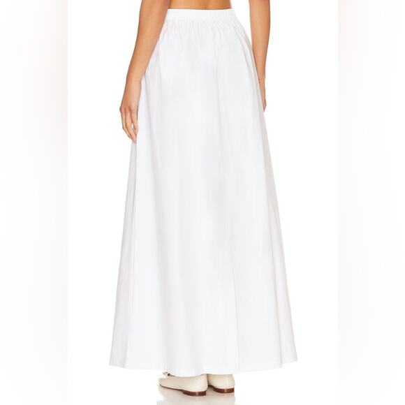 Aexae White Cotton Poplin Utility Maxi Skirt Elastic Waist NWT - Picture 2 of 13